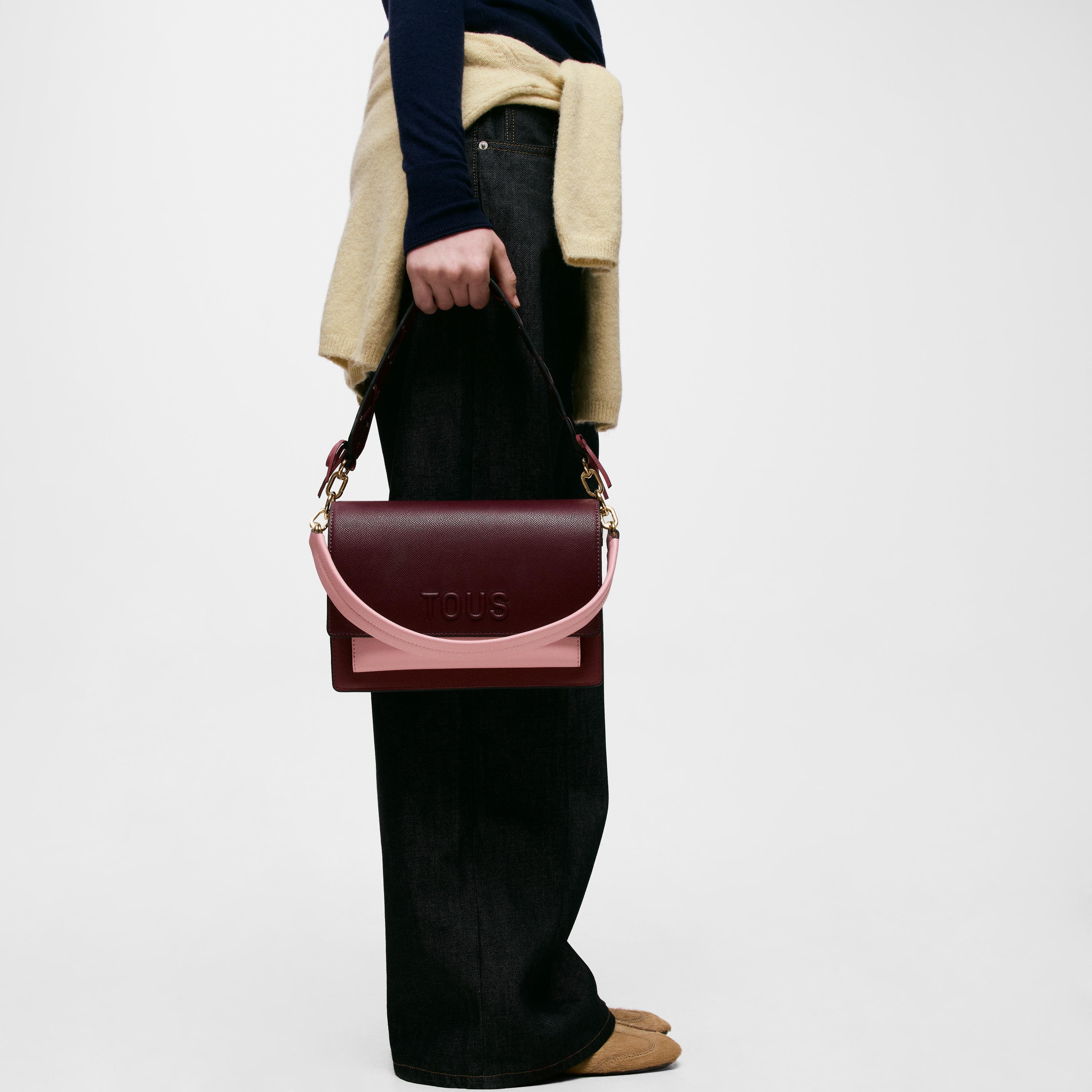 Medium burgundy Crossbody bag TOUS Audree Saffiano